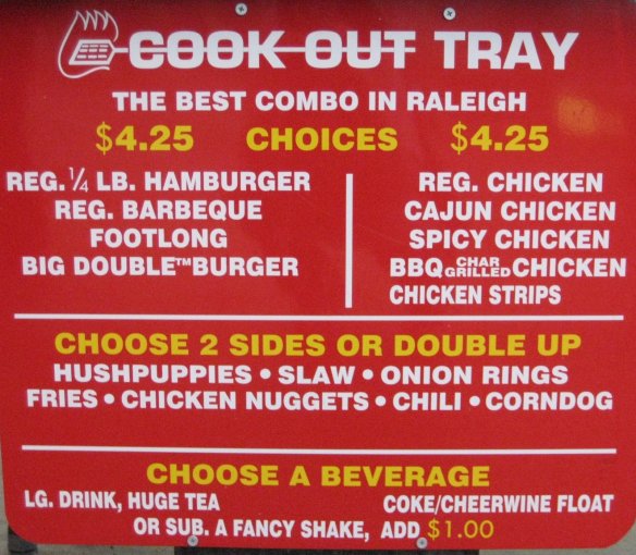 cookout restaurant, cook-out menu, cook-out restaurant menu