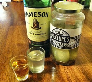 pickleback, picklebacks, pickleback shot, Jameson, whiskey shot